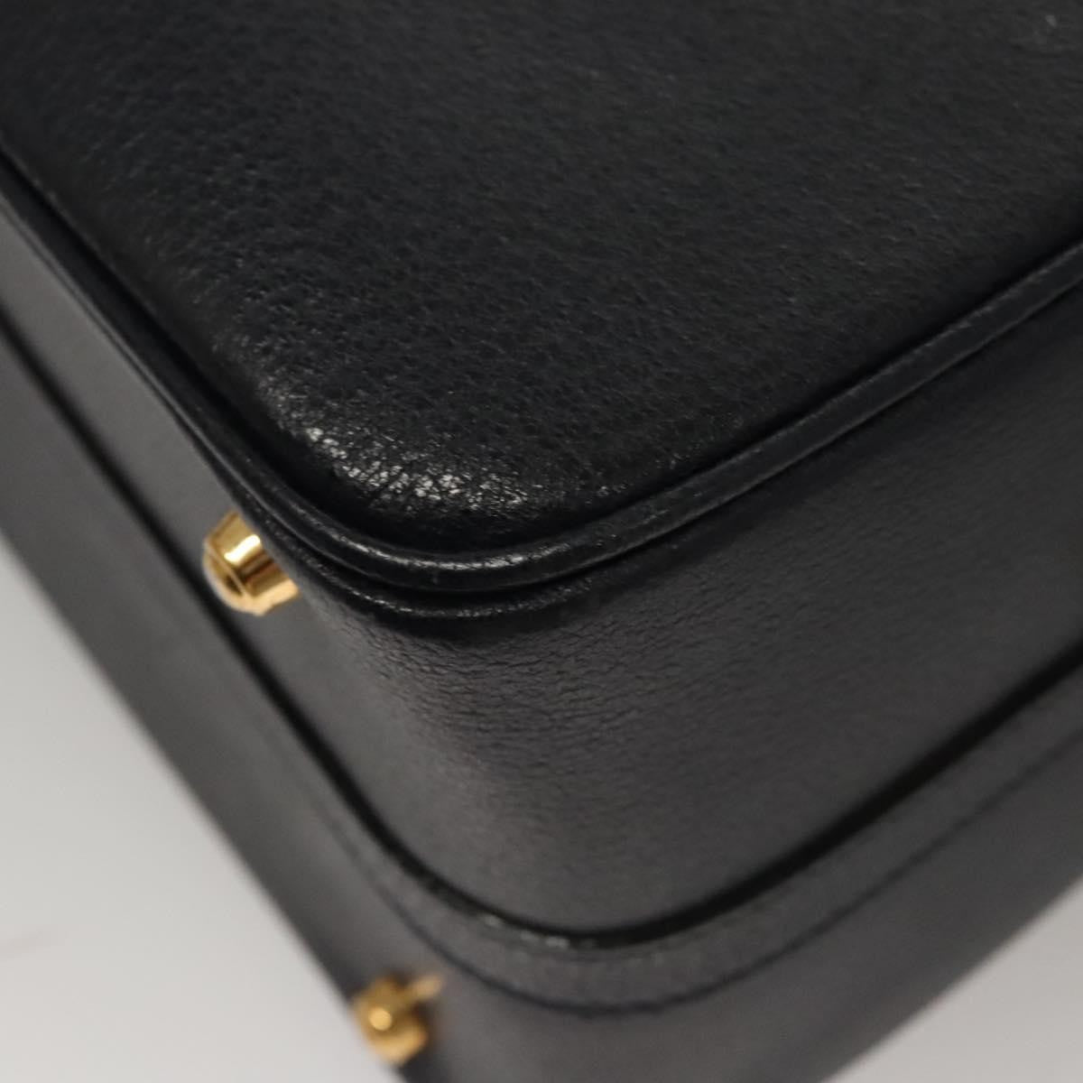 Gucci Vintage Bamboo Vanity Case Leather, NAVY, LEATHER, Handbag