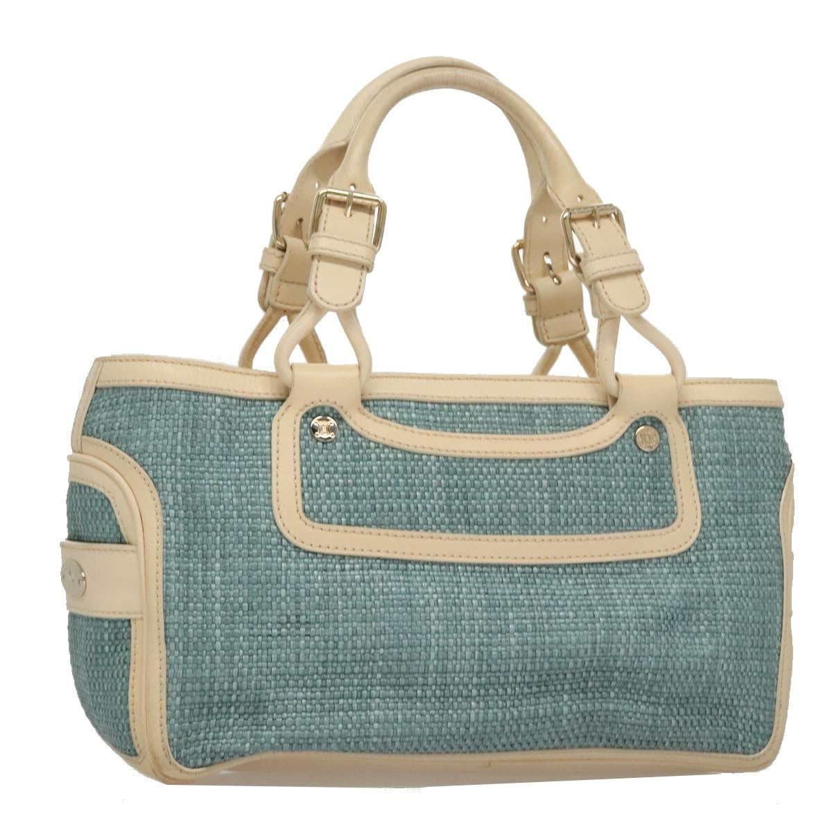 Celine Boogie Satchel Leather, BLUE, LEATHER, Handbag