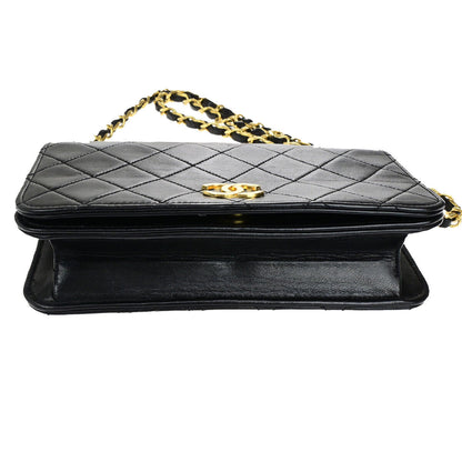 Chanel Wallet on Chain Stitched Leather, BLACK, LEATHER, Clutche & pouche