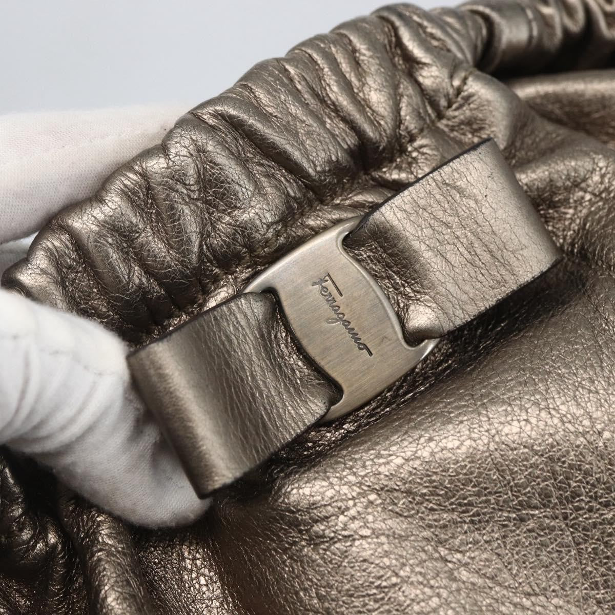 Salvatore Ferragamo Vala Handbag Leather, GOLD, LEATHER, Handbag