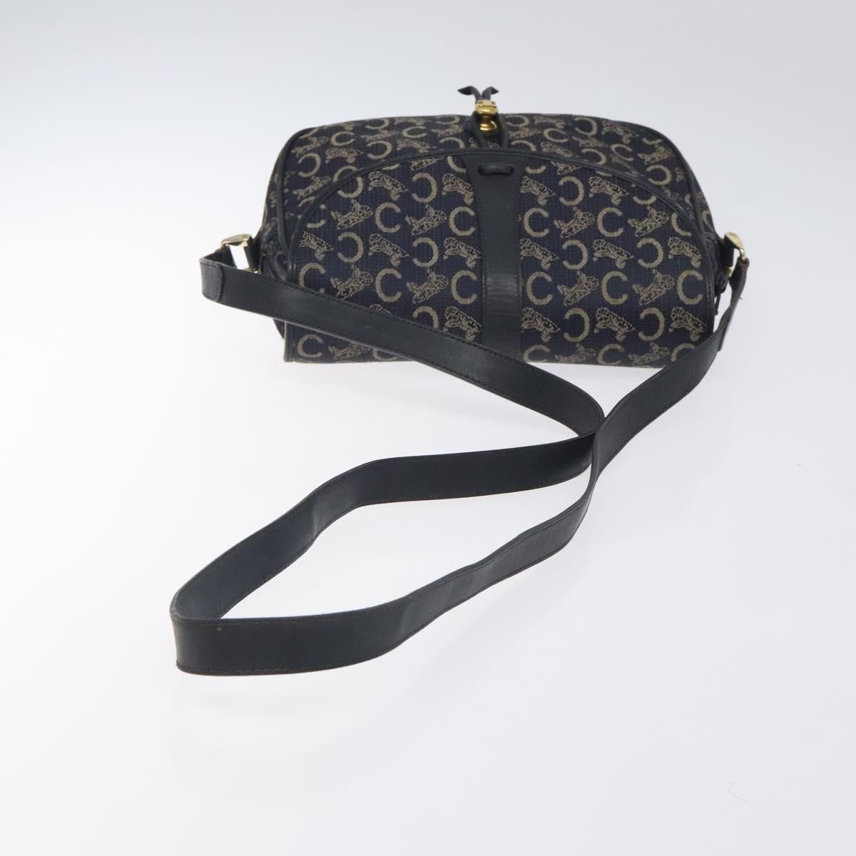 Celine C Sulky Shoulder bag Canvas and Leather, NAVY, CANVAS, Shoulder bag