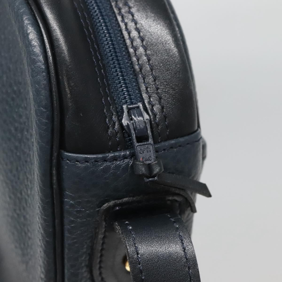 Christian Dior Vintage Flap Crossbody Bag Leather, NAVY, LEATHER, Shoulder bag