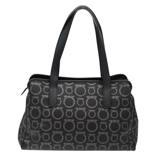 Salvatore Ferragamo Gancini Tote PVC Leather, BLACK, PVC, Tote bag
