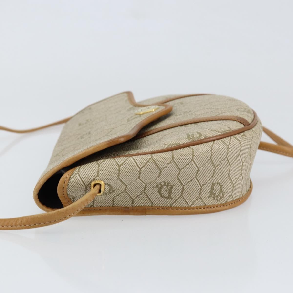 Christian Dior Vintage Honeycomb Flap Crossbody Bag Canvas and Leather, BEIGE, CANVAS, Shoulder bag