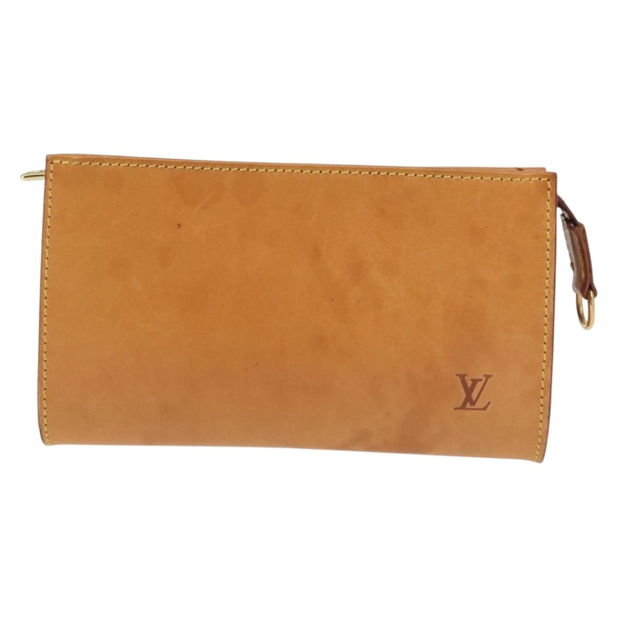 Louis Vuitton Bucket Pouch Leather, BEIGE, LEATHER, Clutche & pouche