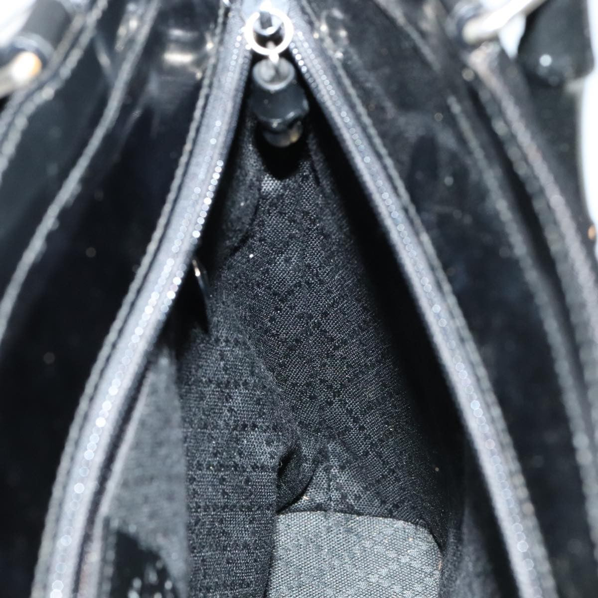 Gucci Vintage Bamboo Handle Bag Nylon, BLACK, NYLON, Handbag