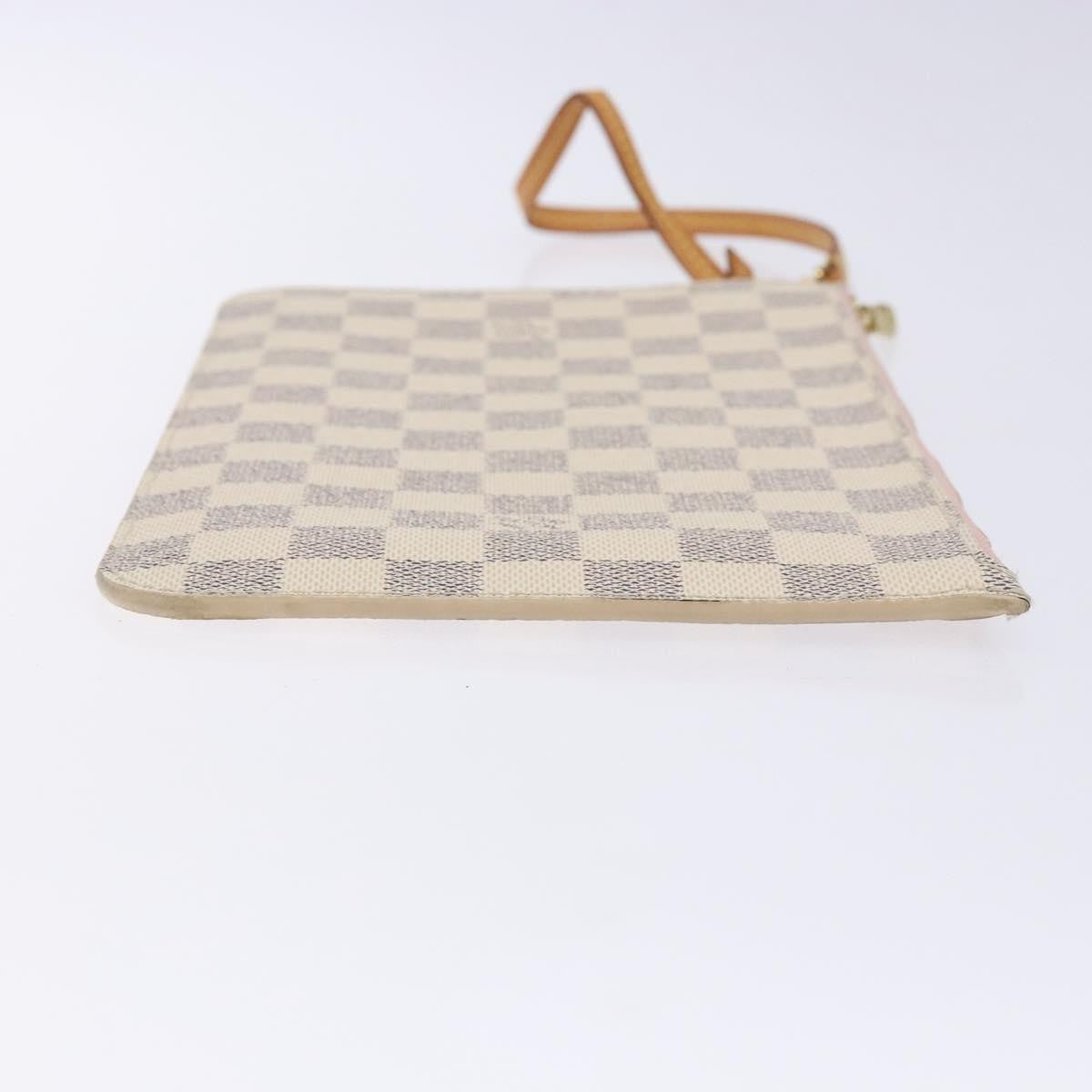 Louis Vuitton Neverfull Pochette Damier, WHITE, CANVAS, Clutche & pouche