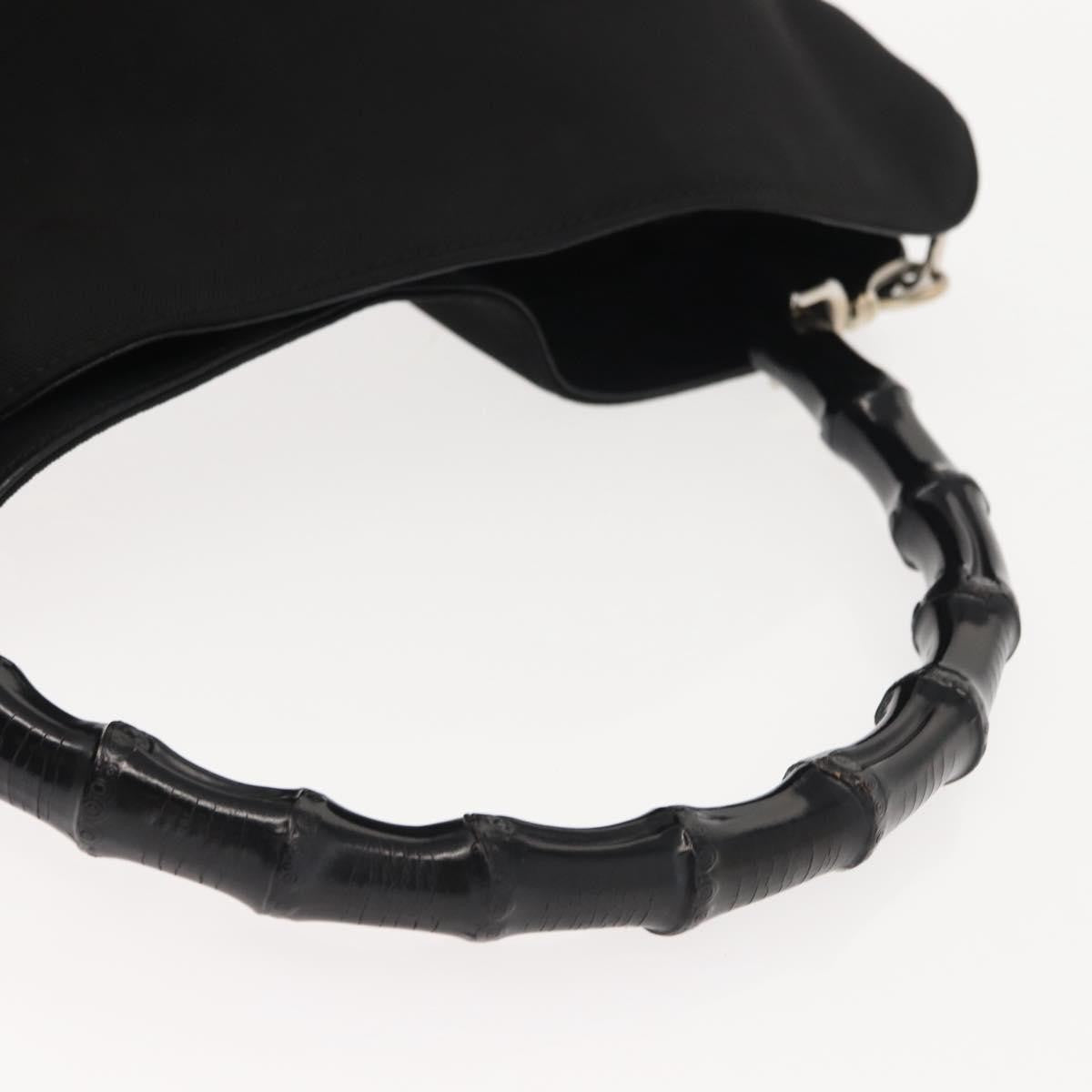 Gucci Vintage Bamboo Handle Open Hobo Nylon, BLACK, NYLON, Tote bag