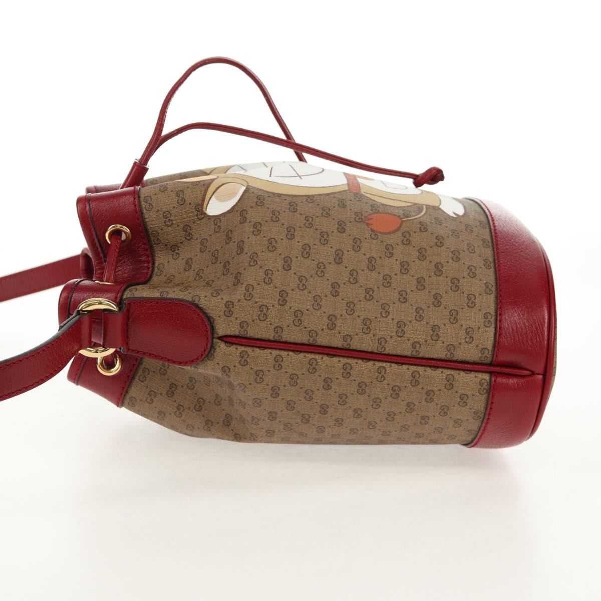 Gucci Doraemon Bucket Bag Printed Mini GG Coated Canvas, BEIGE, PVC, Shoulder bag