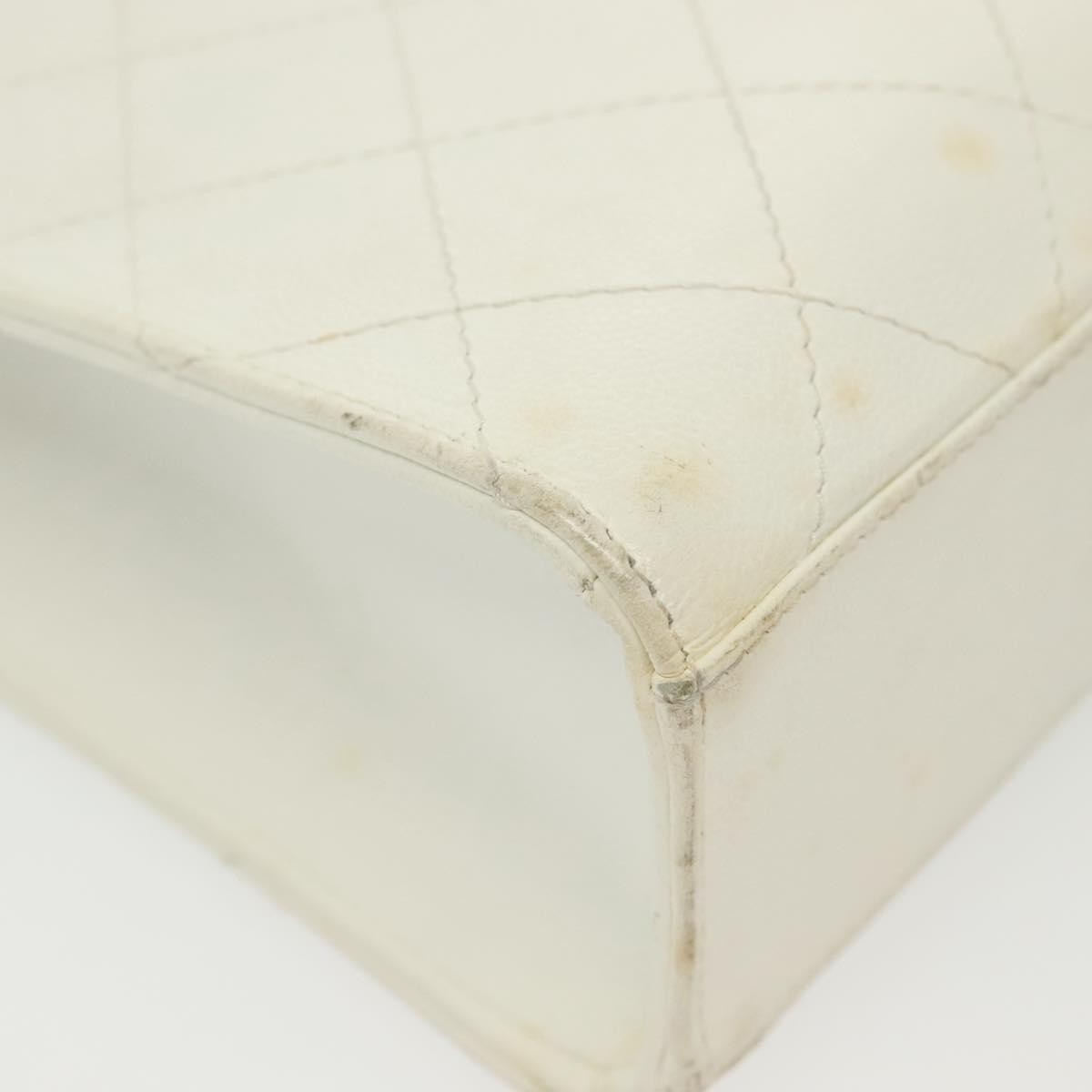 Chanel CC Shoulder Bag Quilted Caviar, WHITE, LEATHER, Shoulder bag