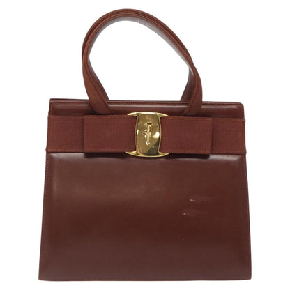 Salvatore Ferragamo Convertible Vara Bow Tote Leather, BROWN, LEATHER, Handbag