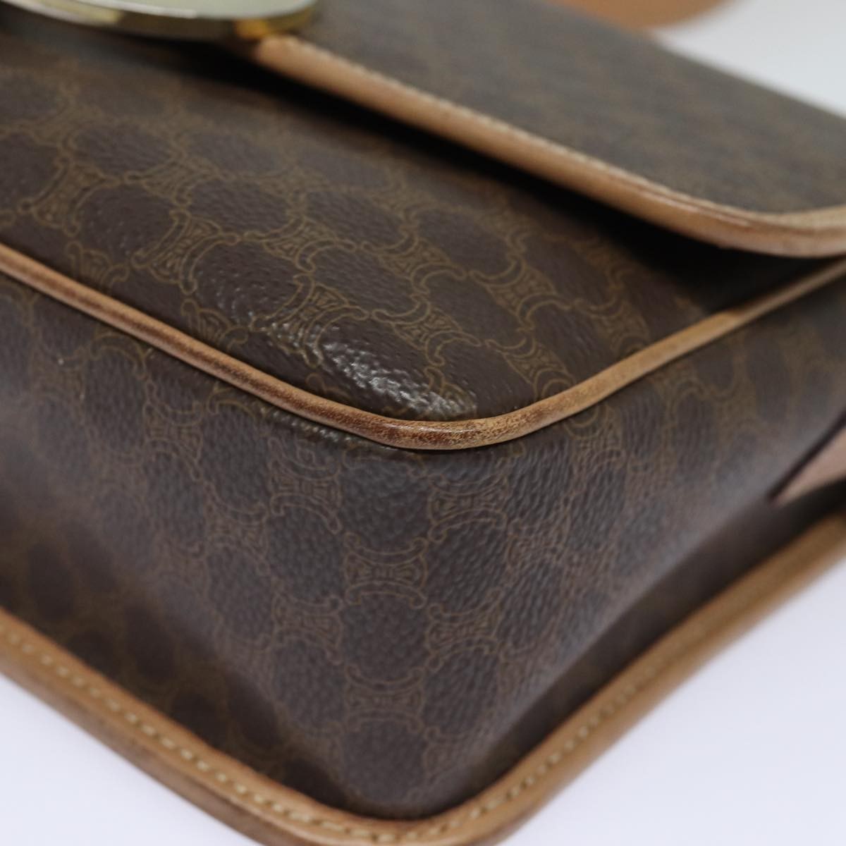 Celine Macadam Shoulder Bag PVC Leather, BROWN, CANVAS, Shoulder bag