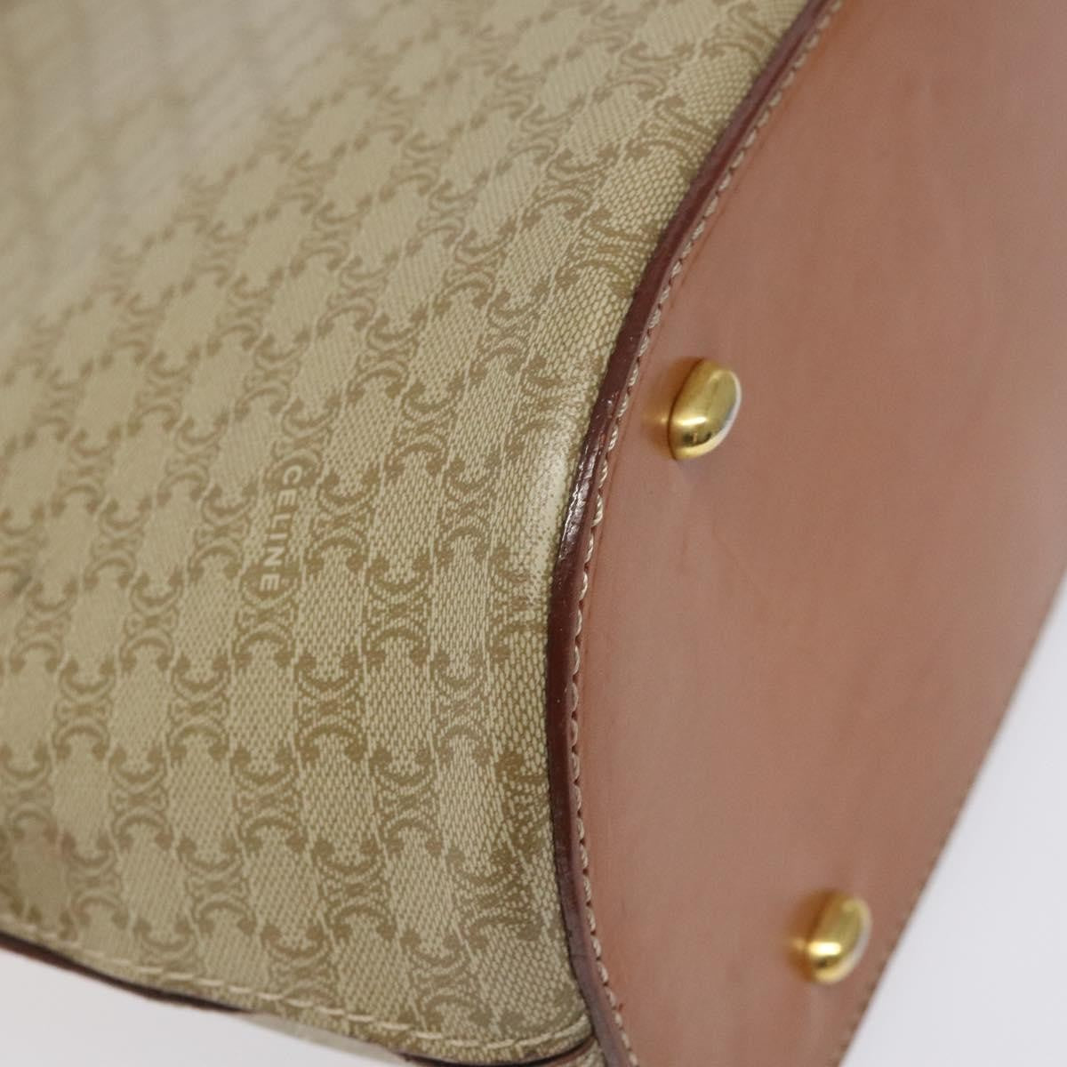 Celine Vintage Macadam Handbag Canvas and Leather, Beige, Canvas, Handbag
