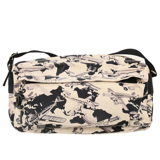 Chanel Airlines Shoulder Bag Canvas, WHITE, CANVAS, Shoulder bag