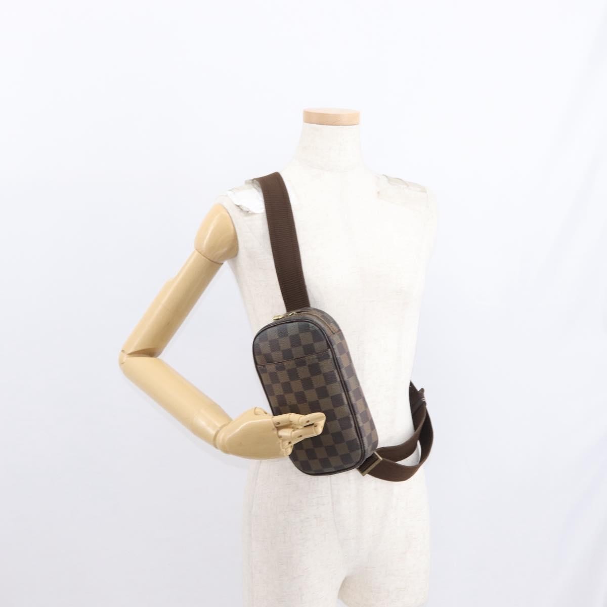 Louis Vuitton Pochette Gange Damier, BROWN, CANVAS, Clutche & pouche