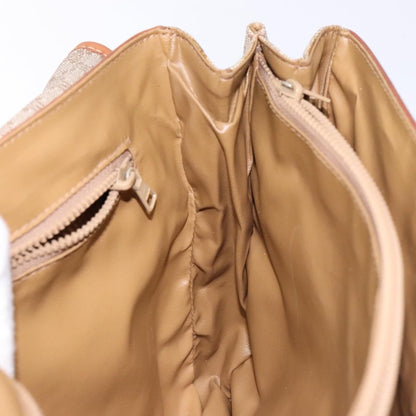 Celine Vintage Macadam Shoulder Bag Canvas and Leather, BEIGE, CANVAS, Shoulder bag