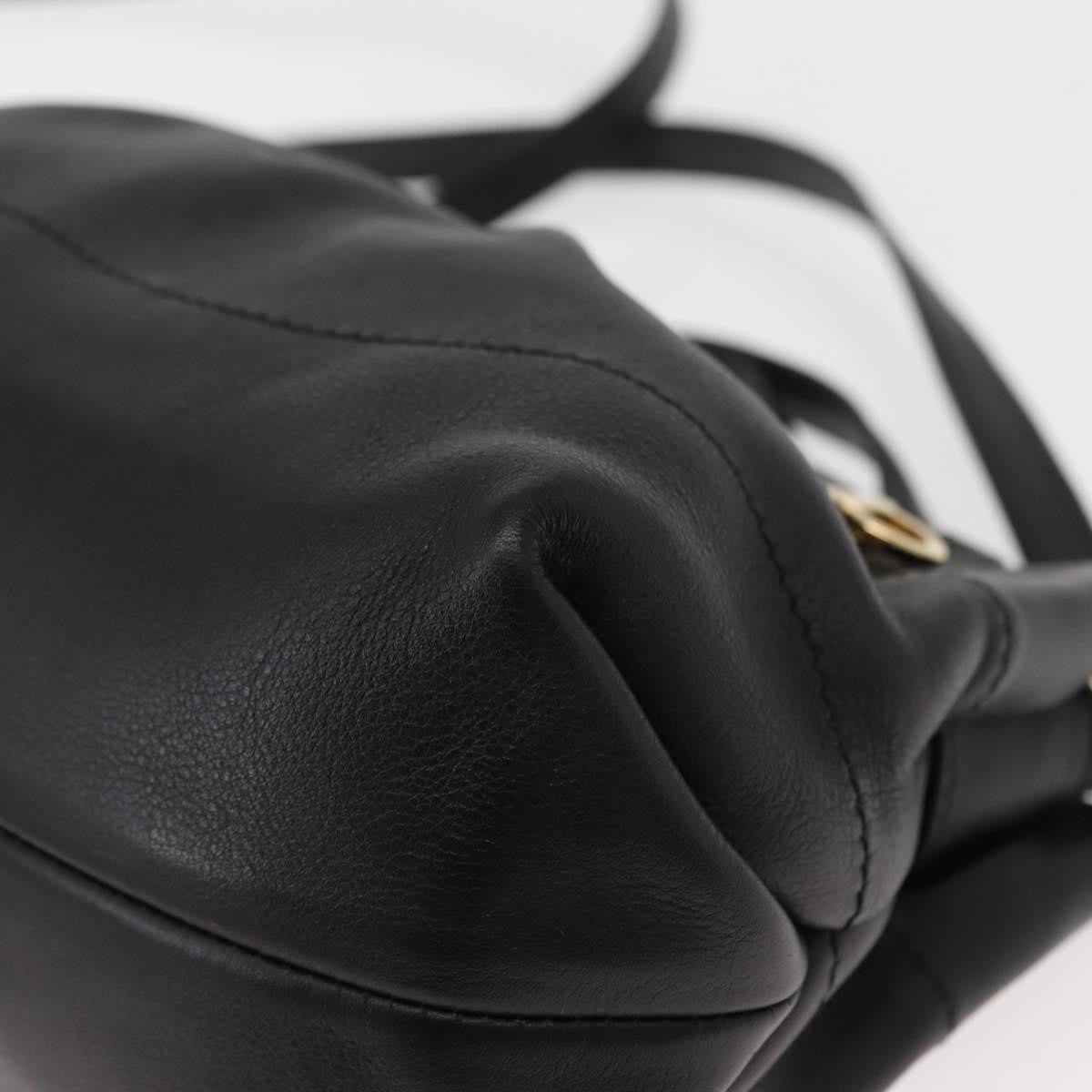 Salvatore Ferragamo W Chain Tote Leather, BLACK, LEATHER, Handbag