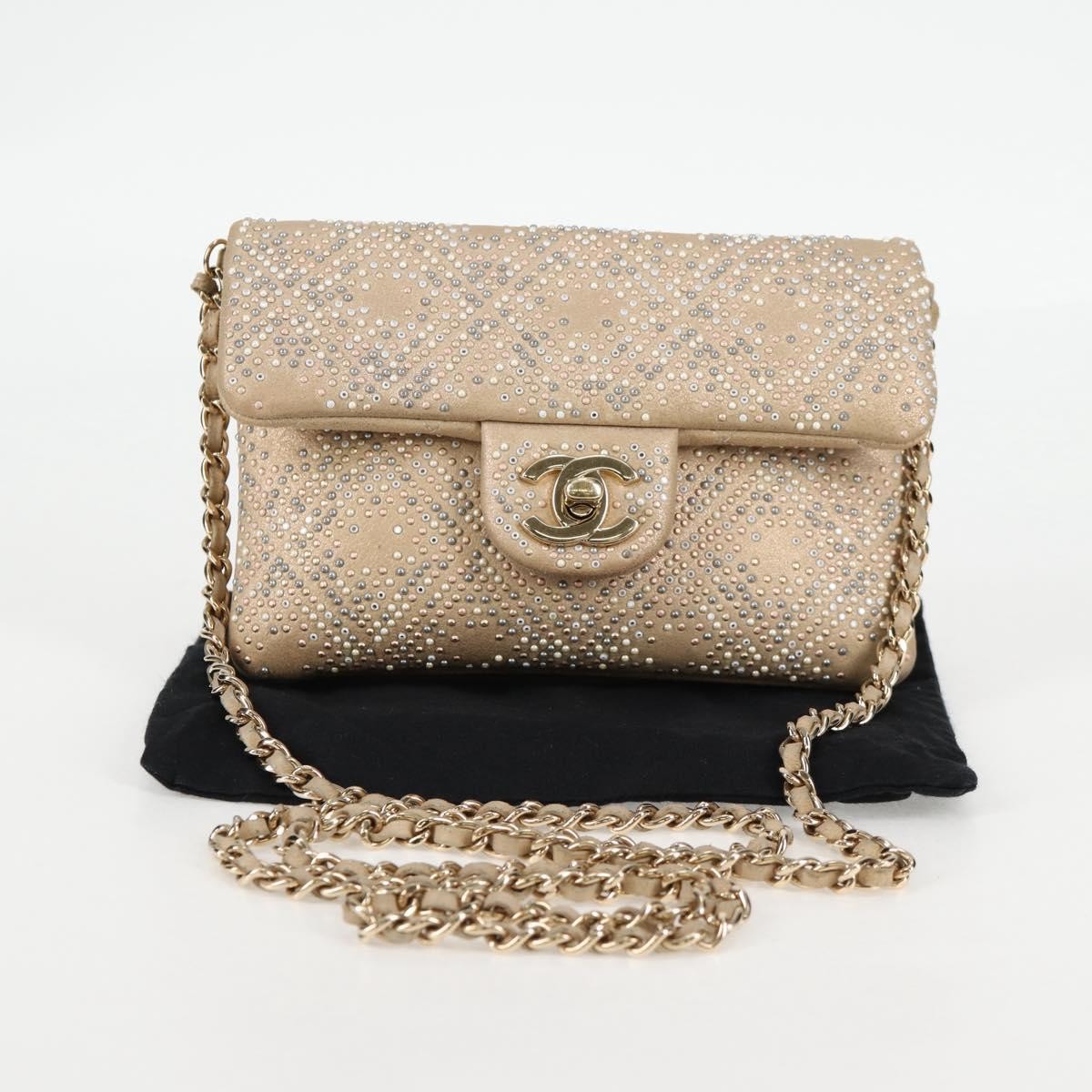 Chanel Mineral Nights Shoulder Bag Strass Embellished Leather, GOLD, LEATHER, Shoulder bag