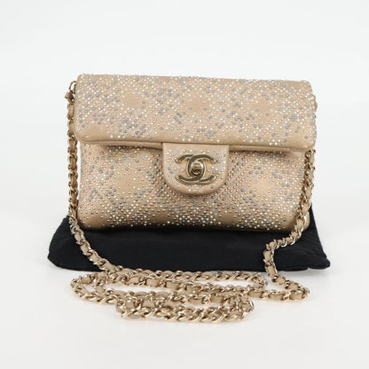 Chanel Mineral Nights Shoulder Bag Strass Embellished Leather, GOLD, LEATHER, Shoulder bag