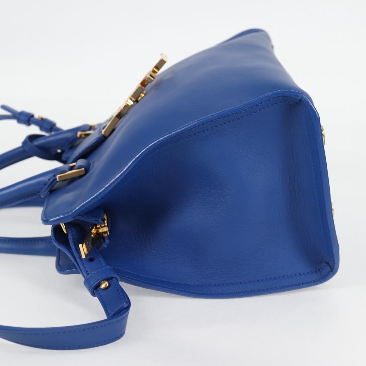 Saint Laurent Monogram Cabas Leather, BLUE, LEATHER, Handbag