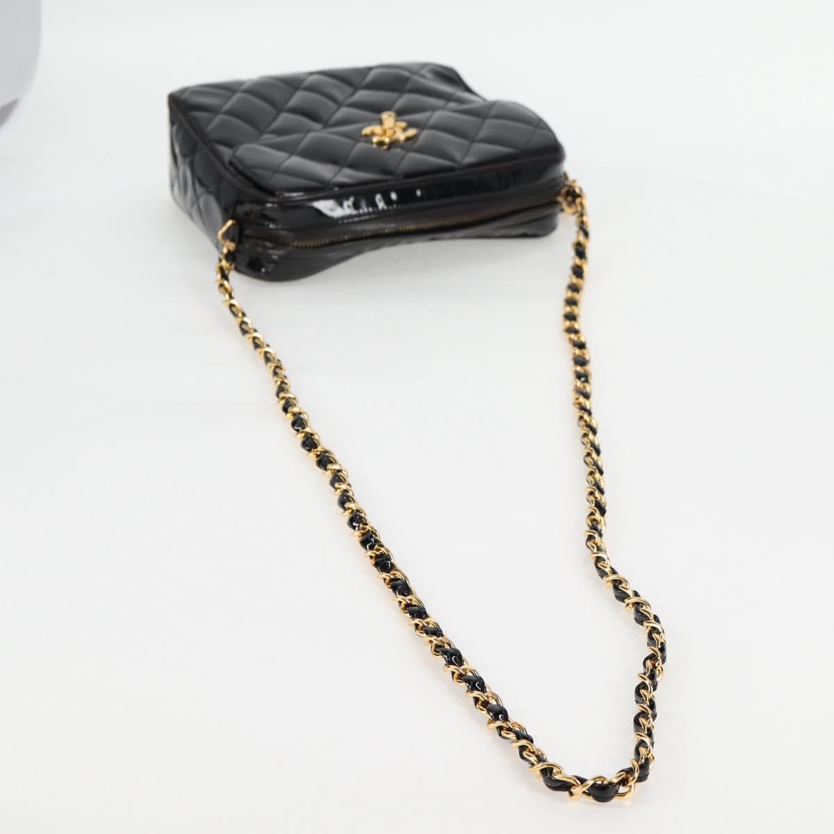 Chanel Vintage Square Front Pocket Camera Bag Quilted Patent, BLACK, PATENT_LEATHER, Crossbody bag