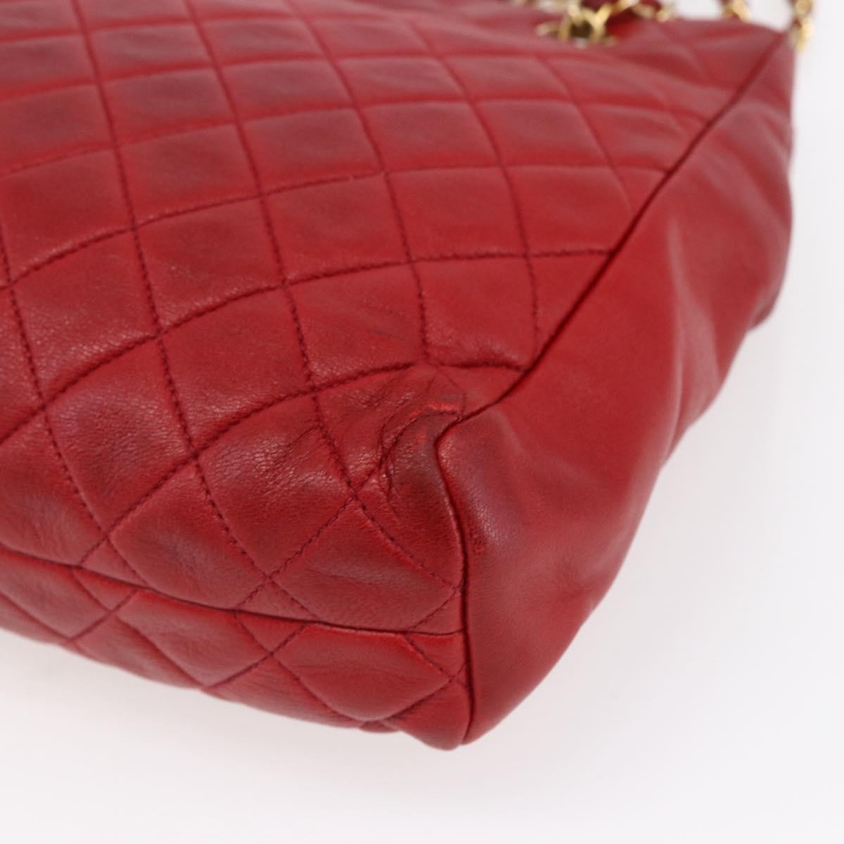 Chanel Vintage Shopping Tote Quilted Lambskin, RED, LEATHER, Tote bag