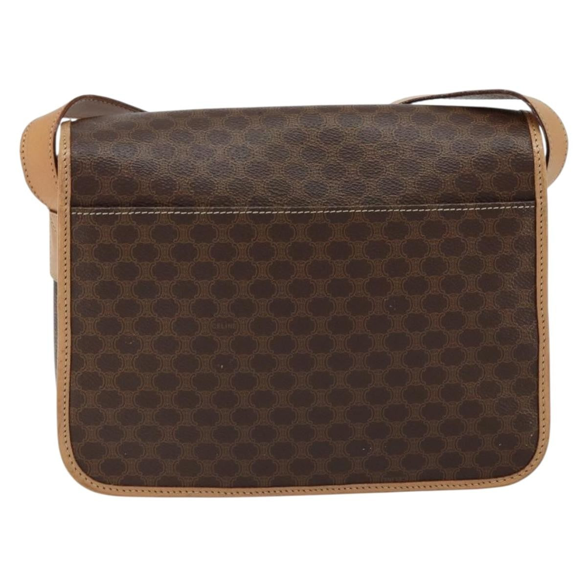 Celine Vintage Macadam Shoulder Bag Canvas and Leather, BROWN, CANVAS, Shoulder bag