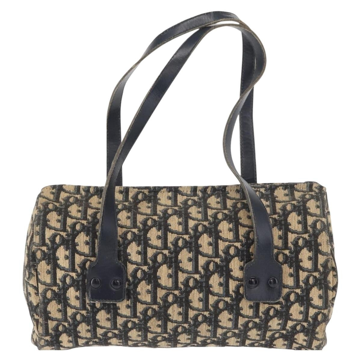 Christian Dior Vintage Trotter Handbag Canvas, NAVY, CANVAS, Handbag