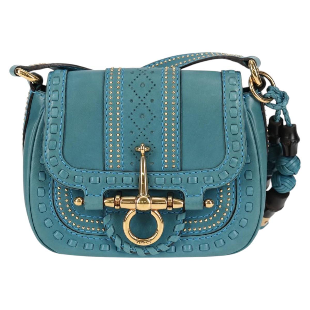 Gucci Snaffle Bit Crossbody Bag Leather, BLUE, LEATHER, Crossbody bag