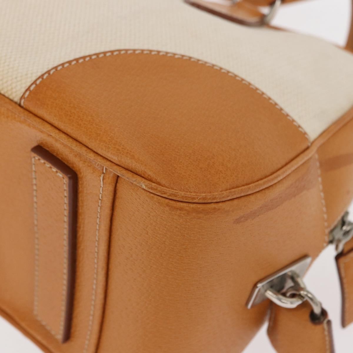 Prada Bowler Bag Canvas with Leather, BEIGE, CANVAS, Handbag