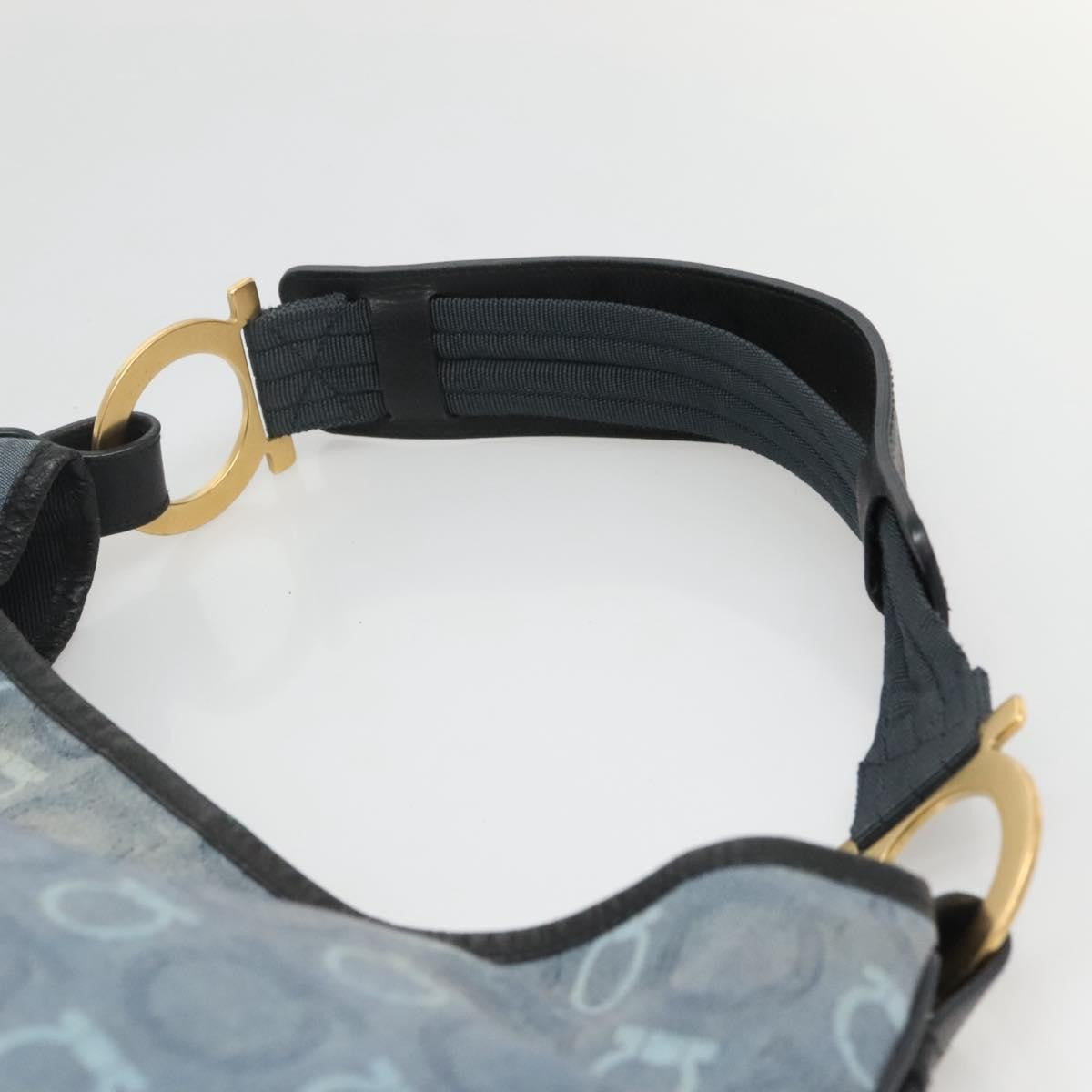 Salvatore Ferragamo Gancini Shoulder Bag Canvas, BLUE, CANVAS, Shoulder bag