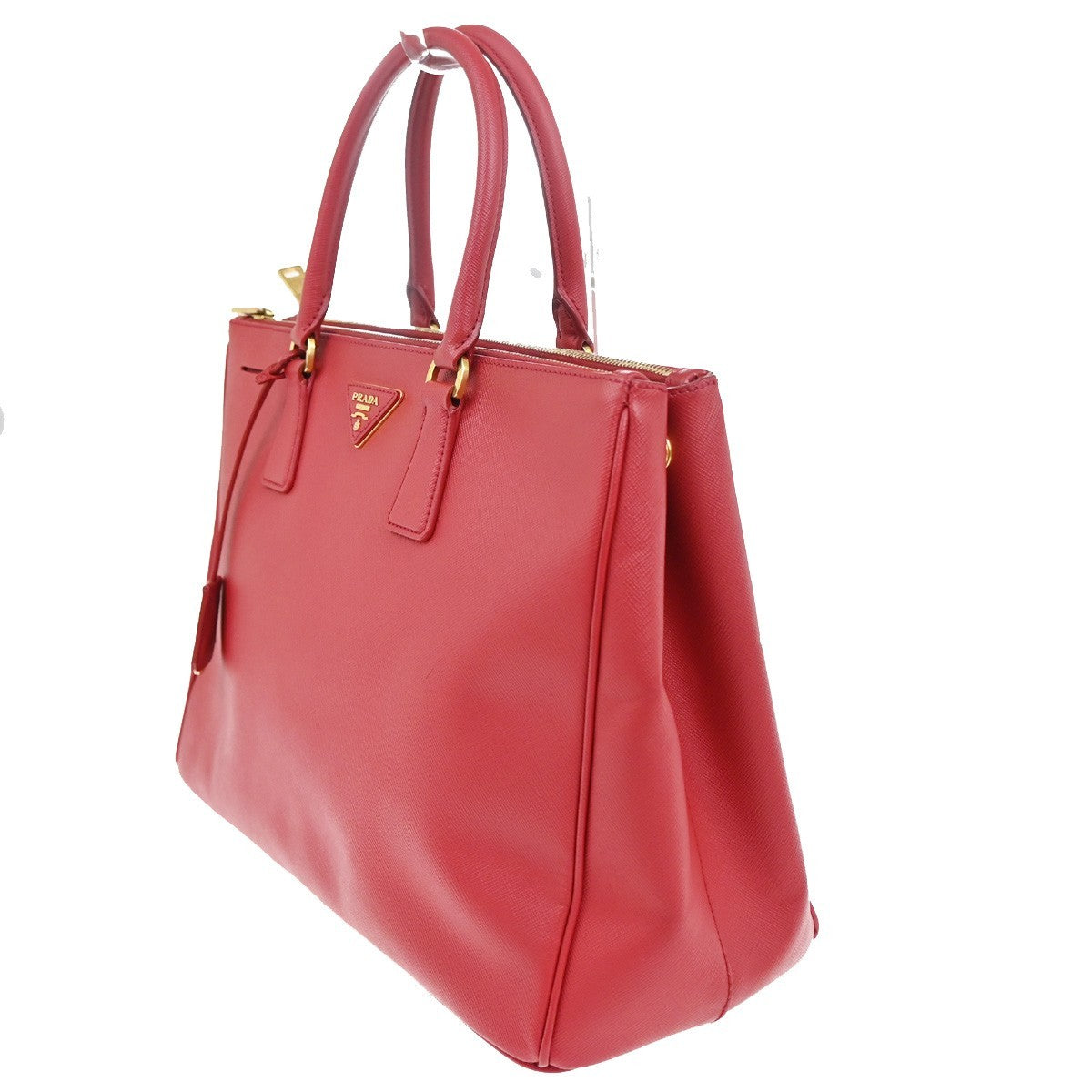 Prada Double Zip Lux Tote Saffiano Leather, RED, LEATHER, Tote bag