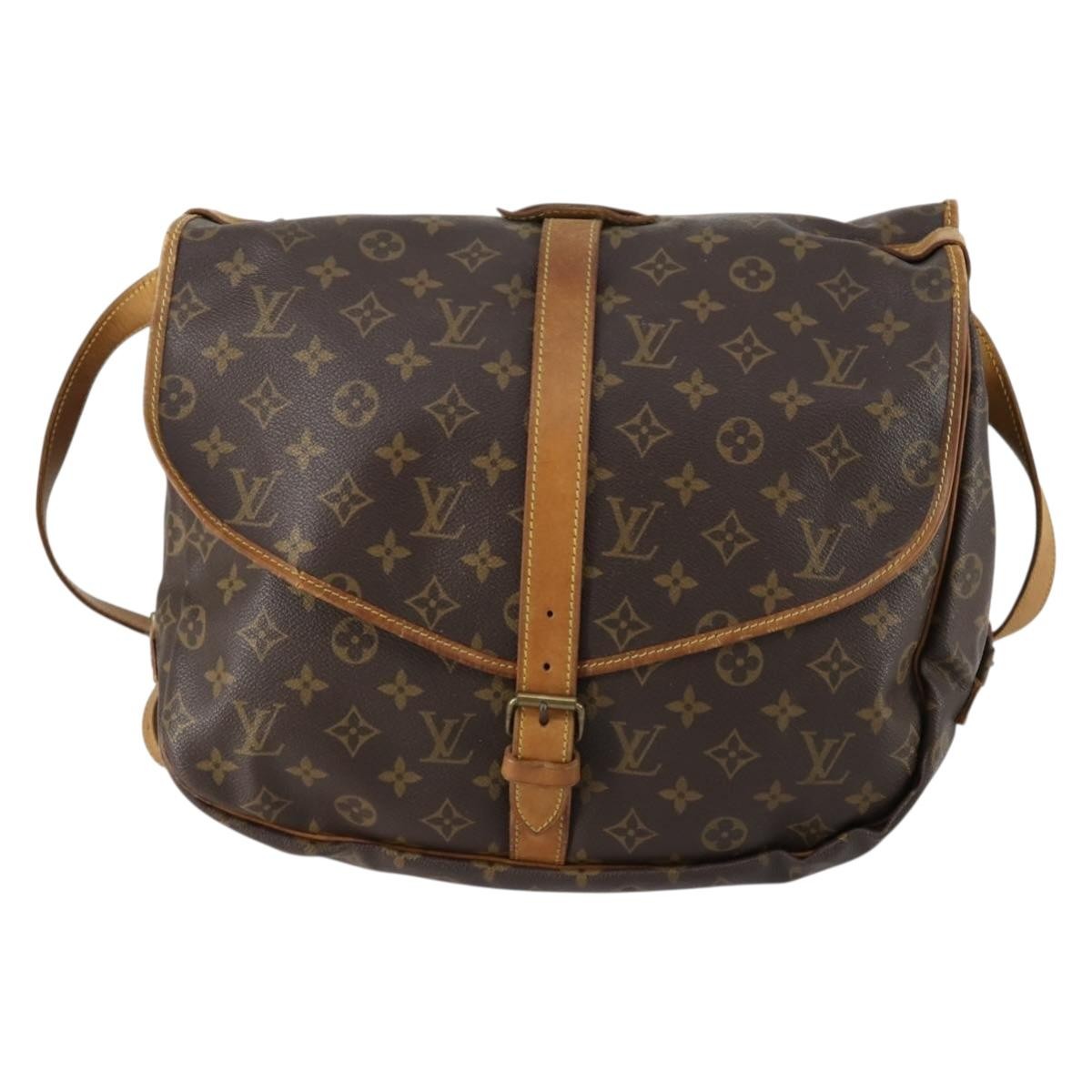 Louis Vuitton Saumur Handbag Monogram Canvas, BROWN, CANVAS, Shoulder bag