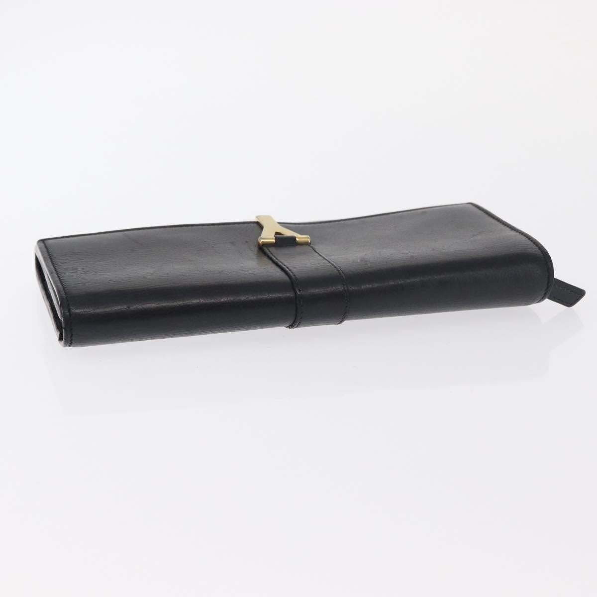 Saint Laurent Y Line Flap Wallet Leather, BLACK, LEATHER, Wallets