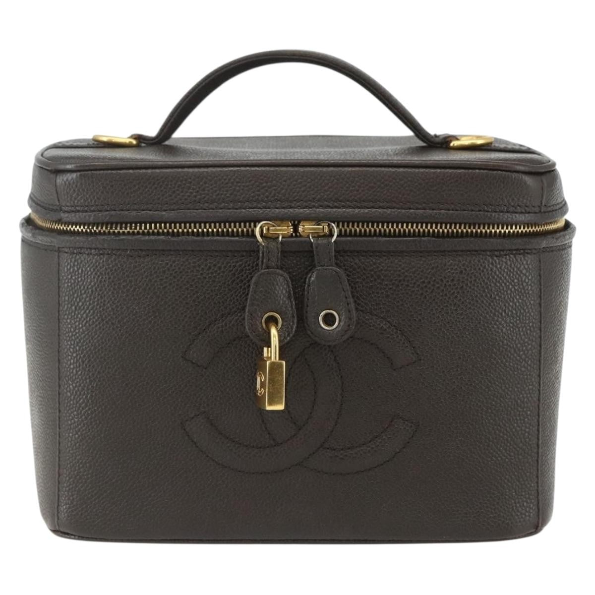 Chanel Vintage Timeless Vanity Case Caviar, BROWN, LEATHER, Handbag
