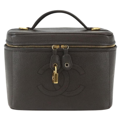 Chanel Vintage Timeless Vanity Case Caviar, BROWN, LEATHER, Handbag