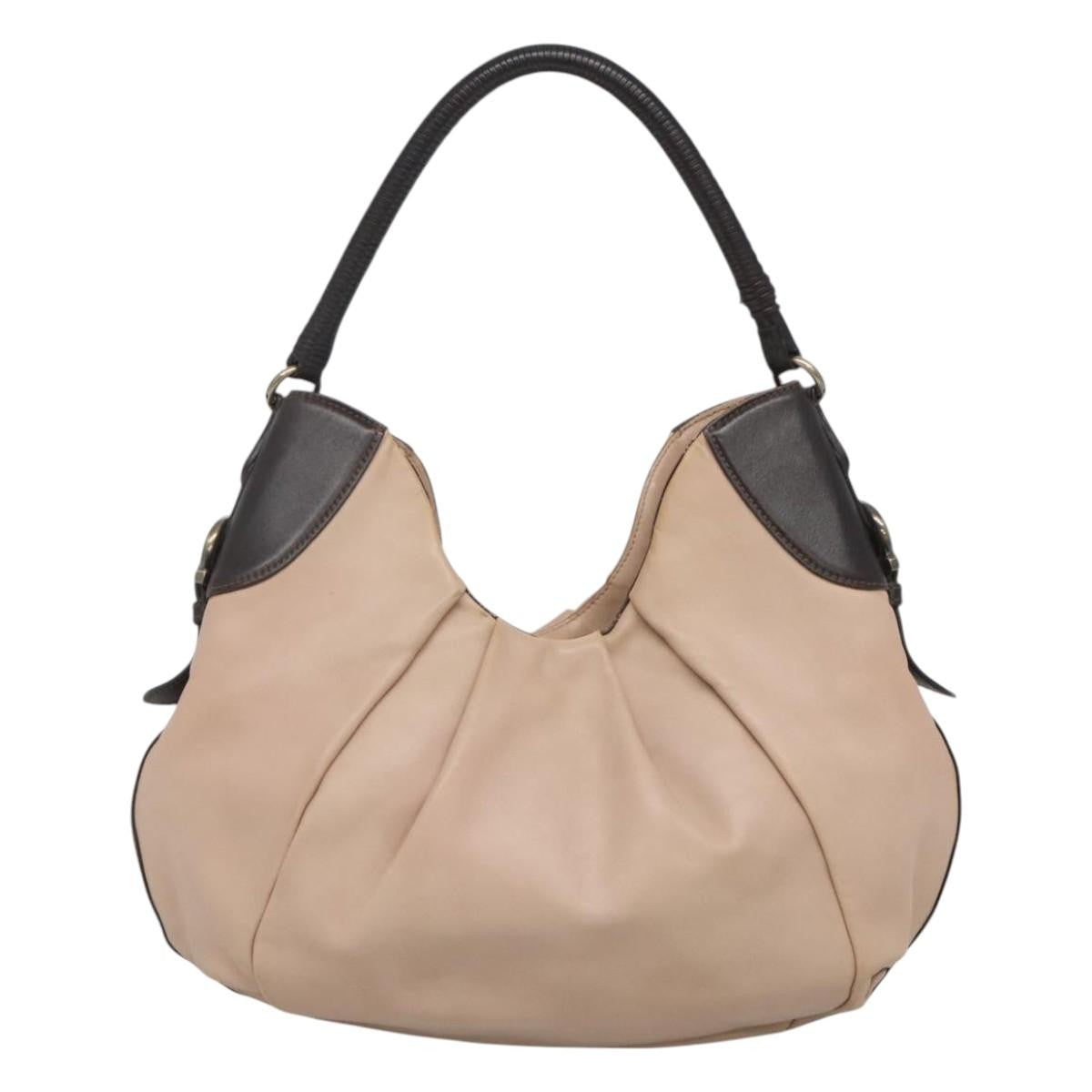 Salvatore Ferragamo Gancini Hobo Leather, BEIGE, LEATHER, Handbag