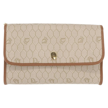 Christian Dior Vintage Honeycomb Flap Crossbody Bag Coated Canvas, BEIGE, CANVAS, Shoulder bag