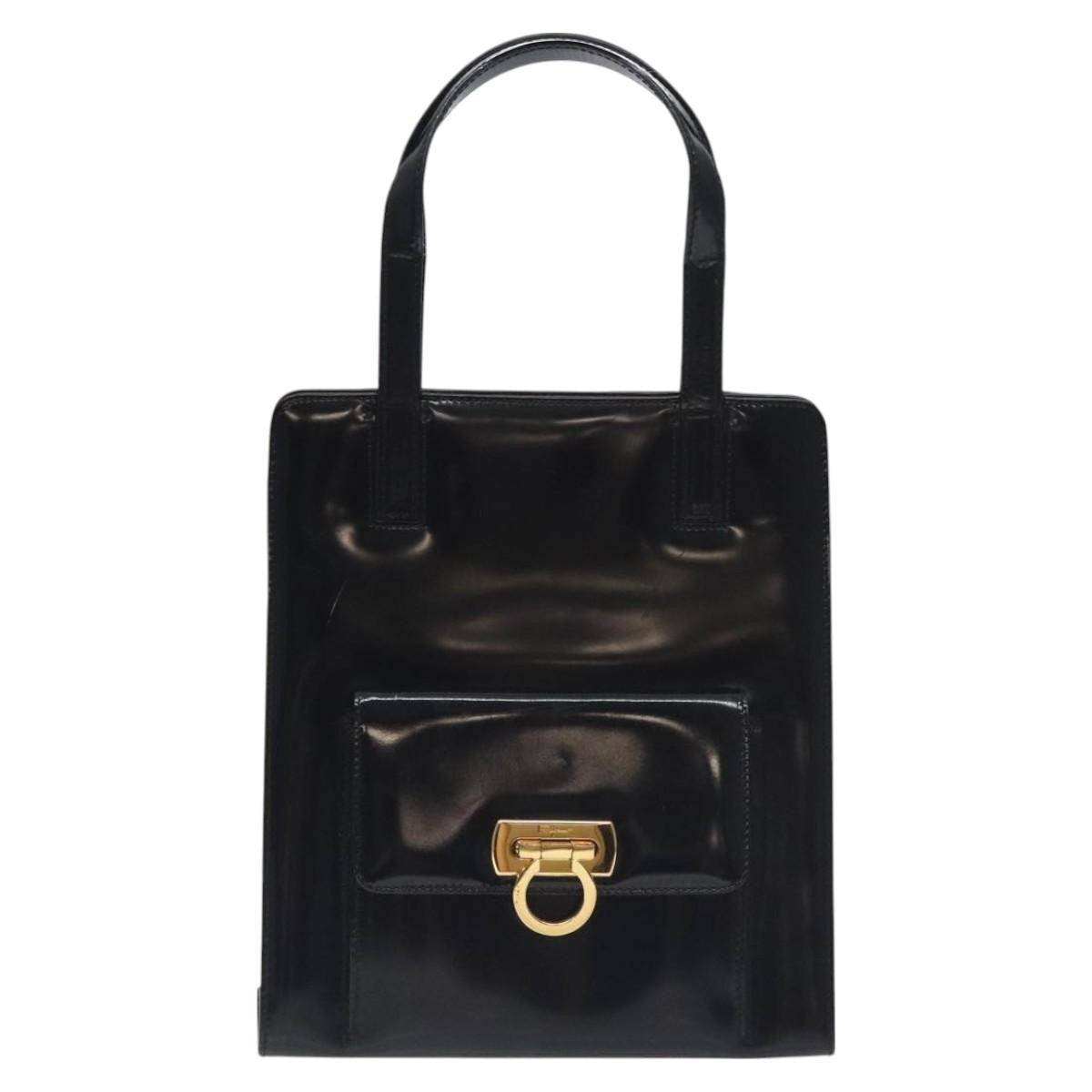 Salvatore Ferragamo Gancini handbag Patent leather, BLACK, PATENT_LEATHER, Handbag