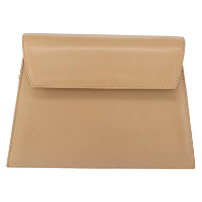 Salvatore Ferragamo Chain Flap Shoulder Bag Leather, BEIGE, LEATHER, Shoulder bag