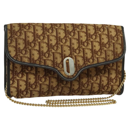 Christian Dior Vintage Trotter Flap Shoulder Bag Canvas, BROWN, CANVAS, Shoulder bag