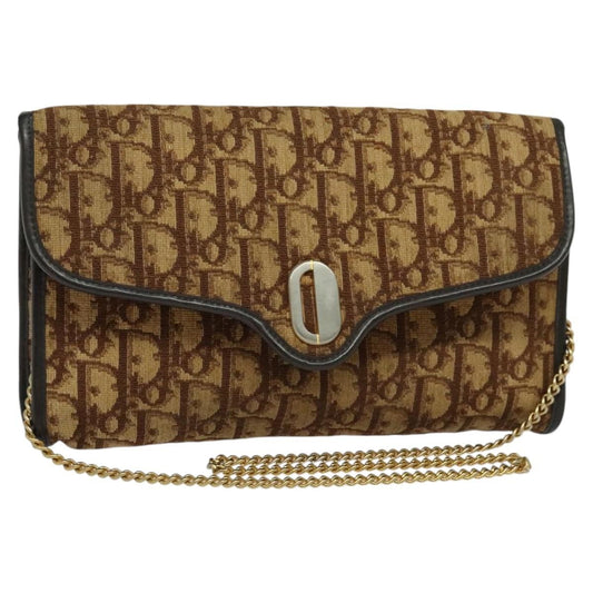 Christian Dior Vintage Trotter Flap Shoulder Bag Canvas, BROWN, CANVAS, Shoulder bag