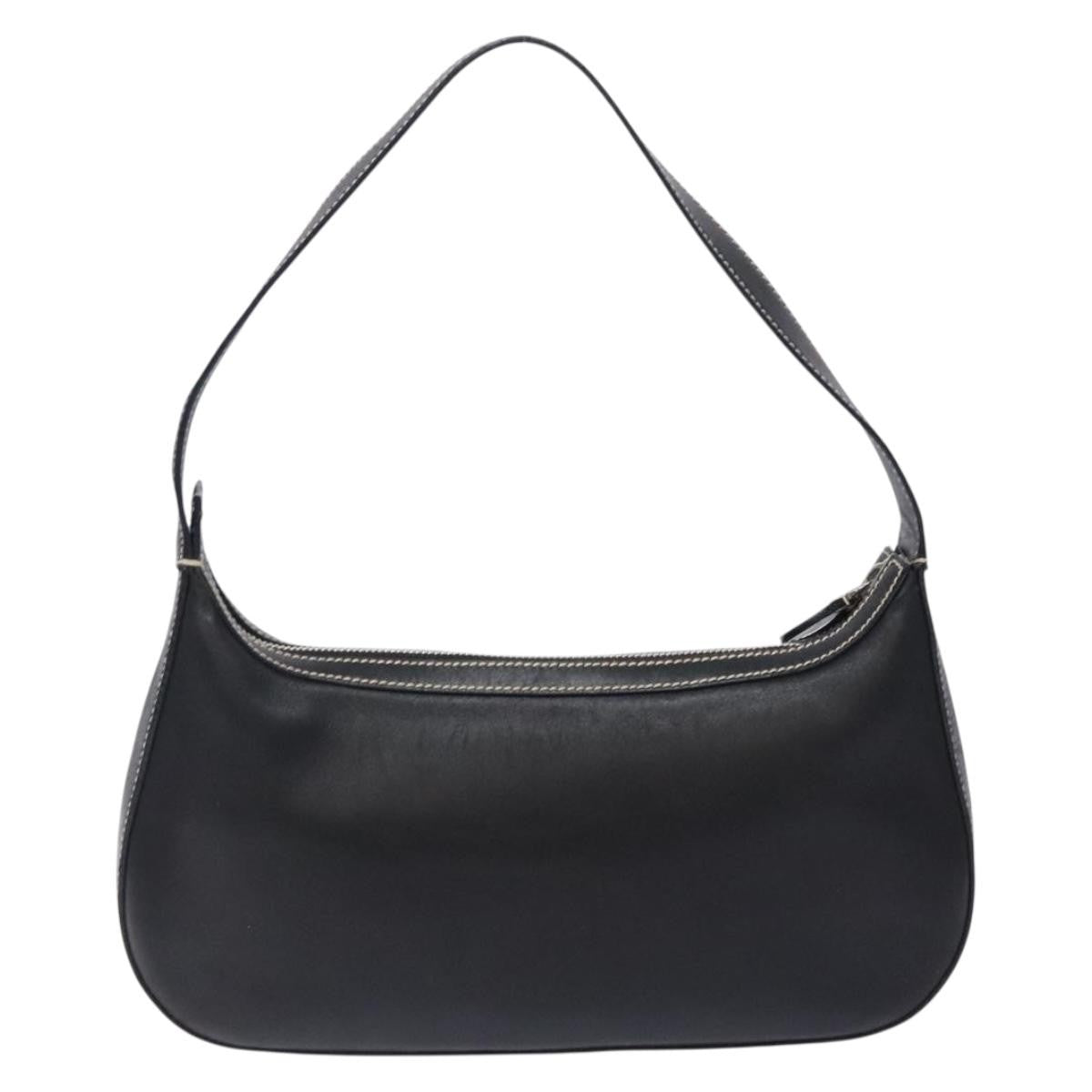 Salvatore Ferragamo Gancini Shoulder Bag Leather, BLACK, LEATHER, Shoulder bag