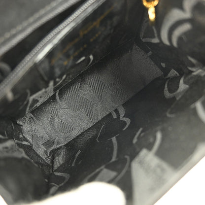 Salvatore Ferragamo Vintage Vara Bow Handle Shoulder Bag Suede, BLACK, SUEDE, Handbag