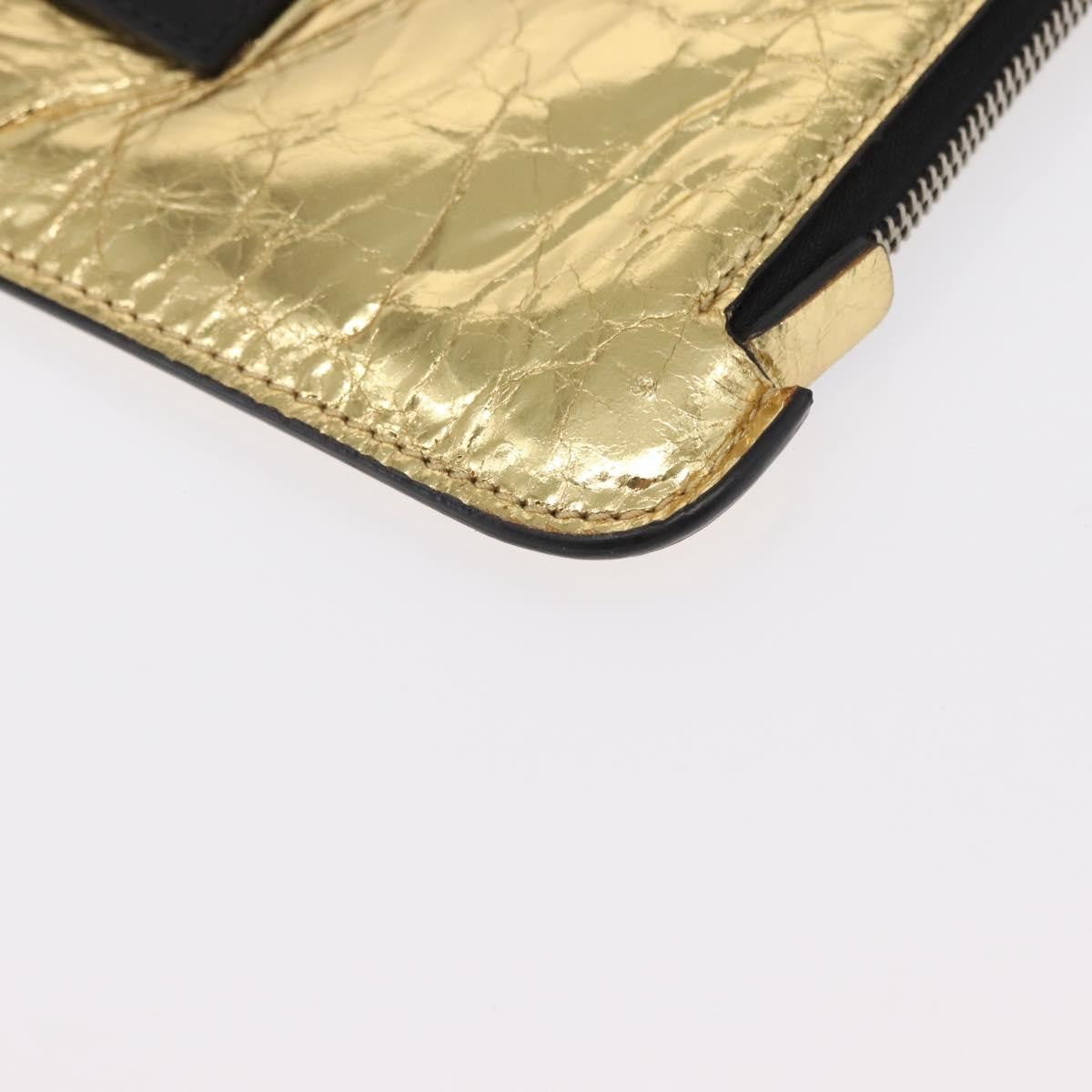 Chanel Feminine Pouch Crinkled Leather, GOLD, LEATHER, Clutche & pouche