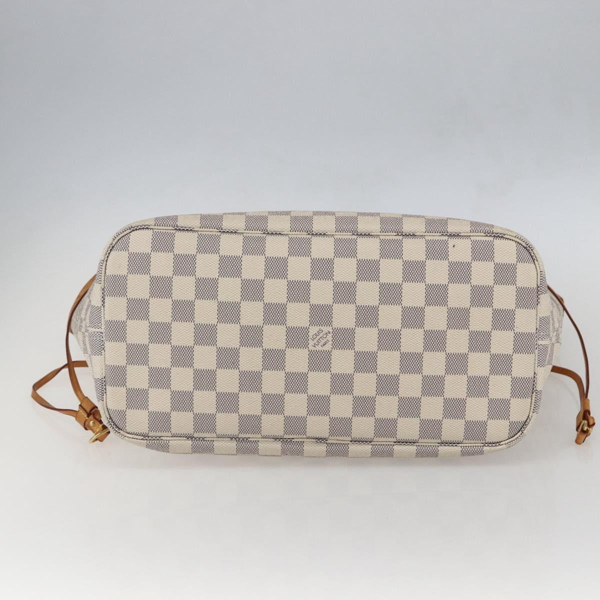 Louis Vuitton Neverfull Tote Damier azur, WHITE, CANVAS, Tote bag