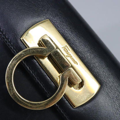 Salvatore Ferragamo Gancini Convertible Top Handle Bag Leather, NAVY, LEATHER, Handbag