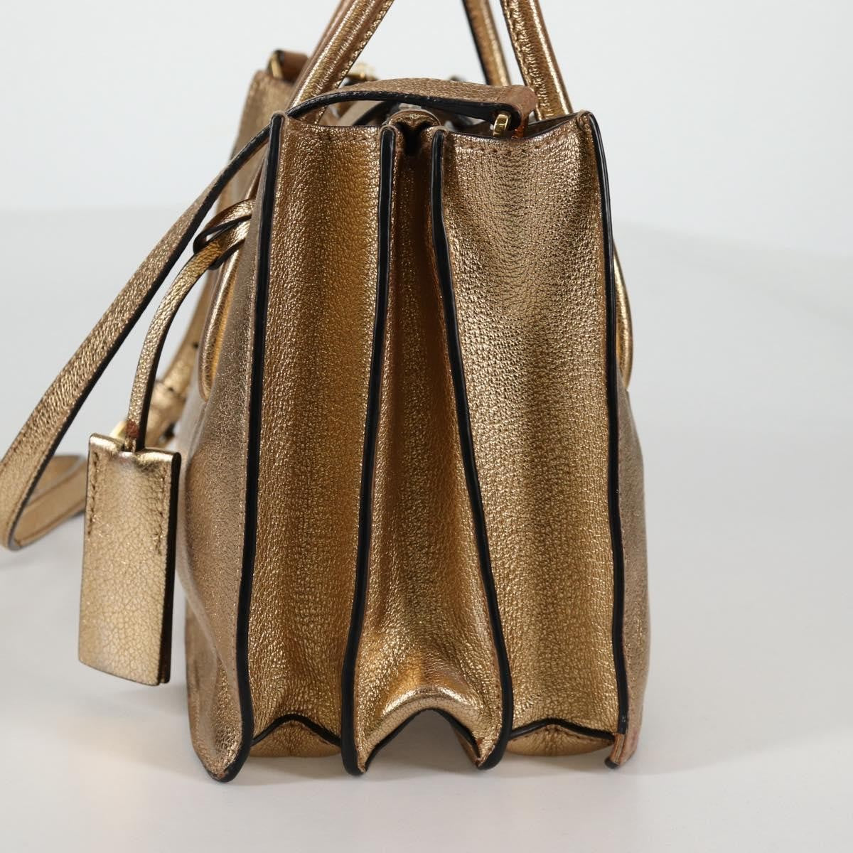 Miu Miu Madras Convertible Compartment Tote Leather, GOLD, LEATHER, Tote bag