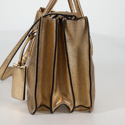 Miu Miu Madras Convertible Compartment Tote Leather, GOLD, LEATHER, Tote bag