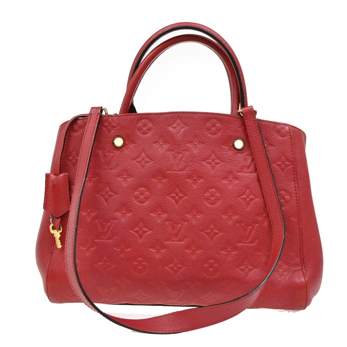 Louis Vuitton Montaigne Handbag Monogram Empreinte Leather, RED, LEATHER, Handbag